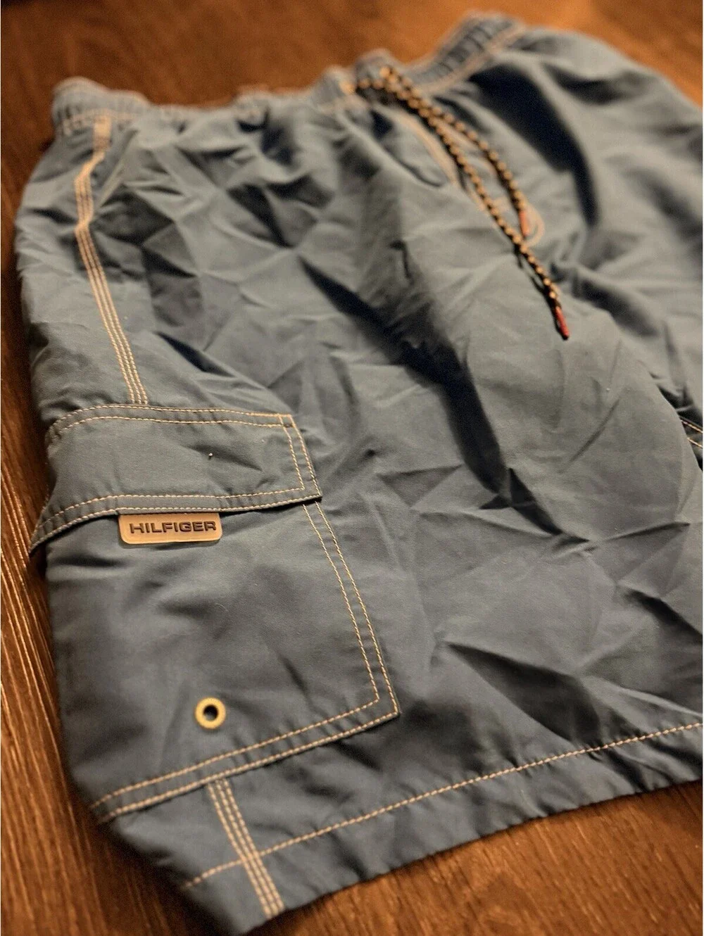 Tommy Hilfiger Blue Cargo Swim Trunks Back Pocket Detail M
